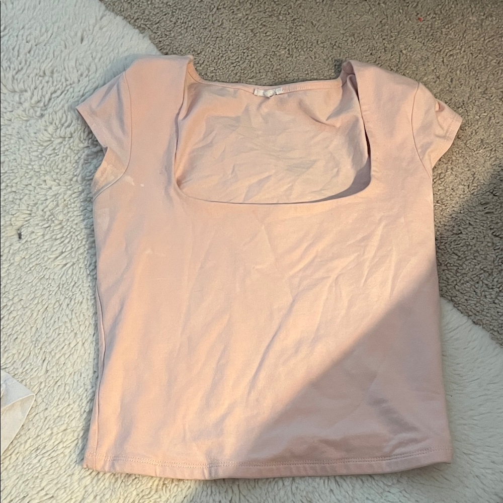 Garage Light Pink Square Neck Tee